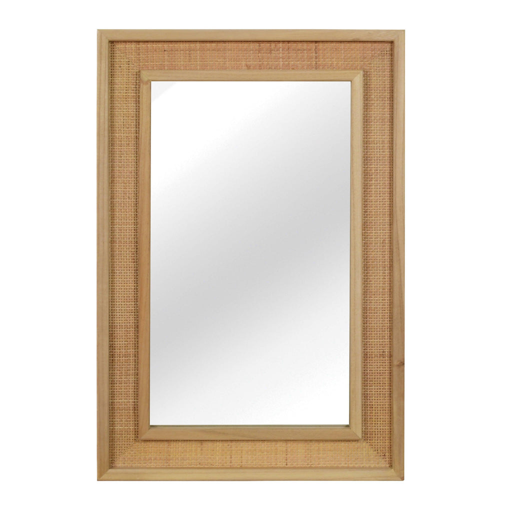 Rattan Solid Wood Frame Mirror for Home Decor.