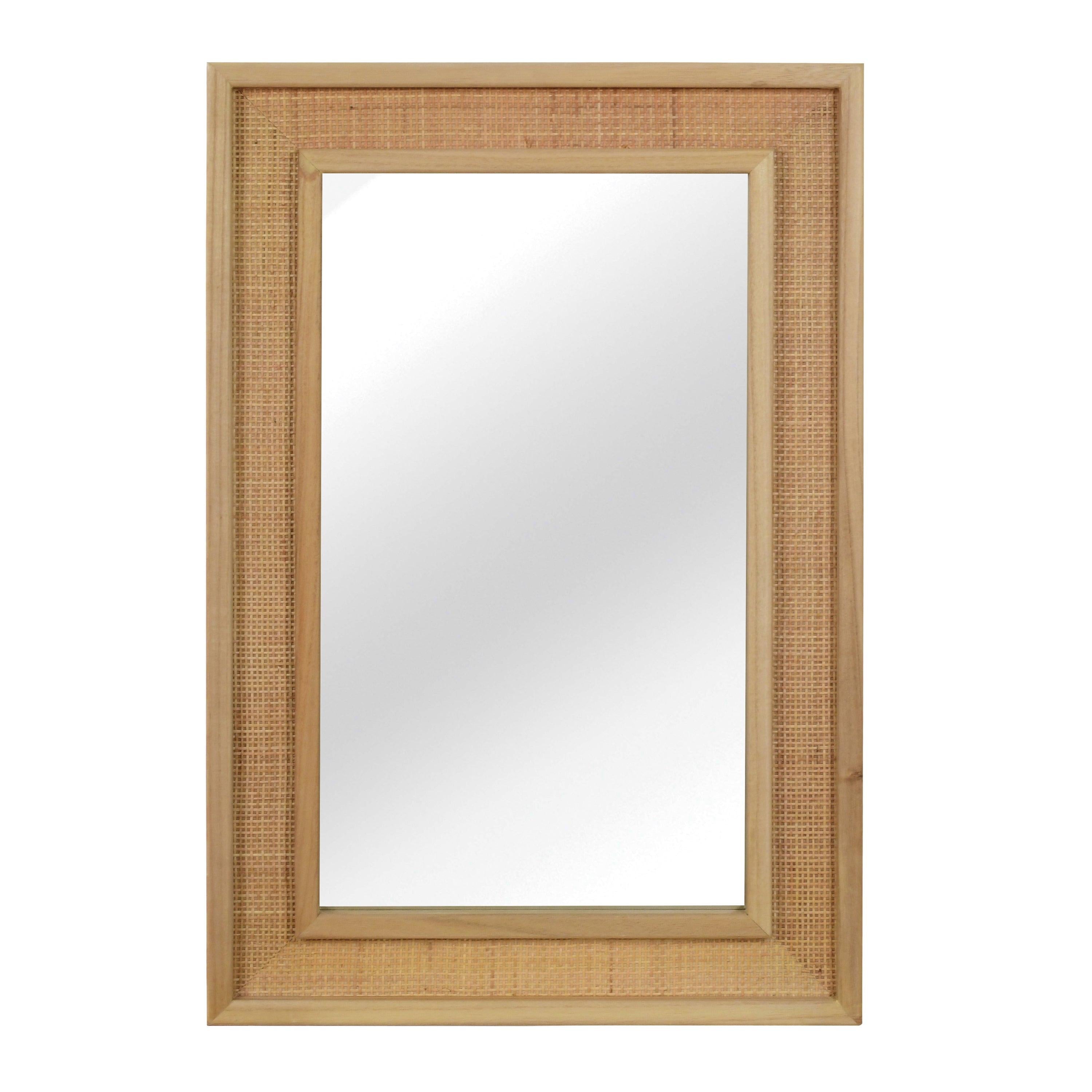 Rattan Solid Wood Frame Mirror for Home Decor.
