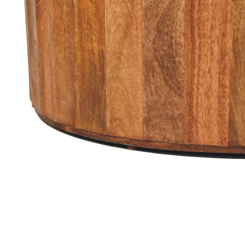Artisan Solid Wood Coffee Table with Rattan Design.