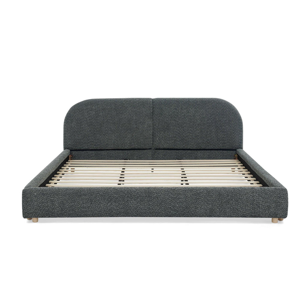 King Size Upholstered Bed Frame with Curved Headboard.