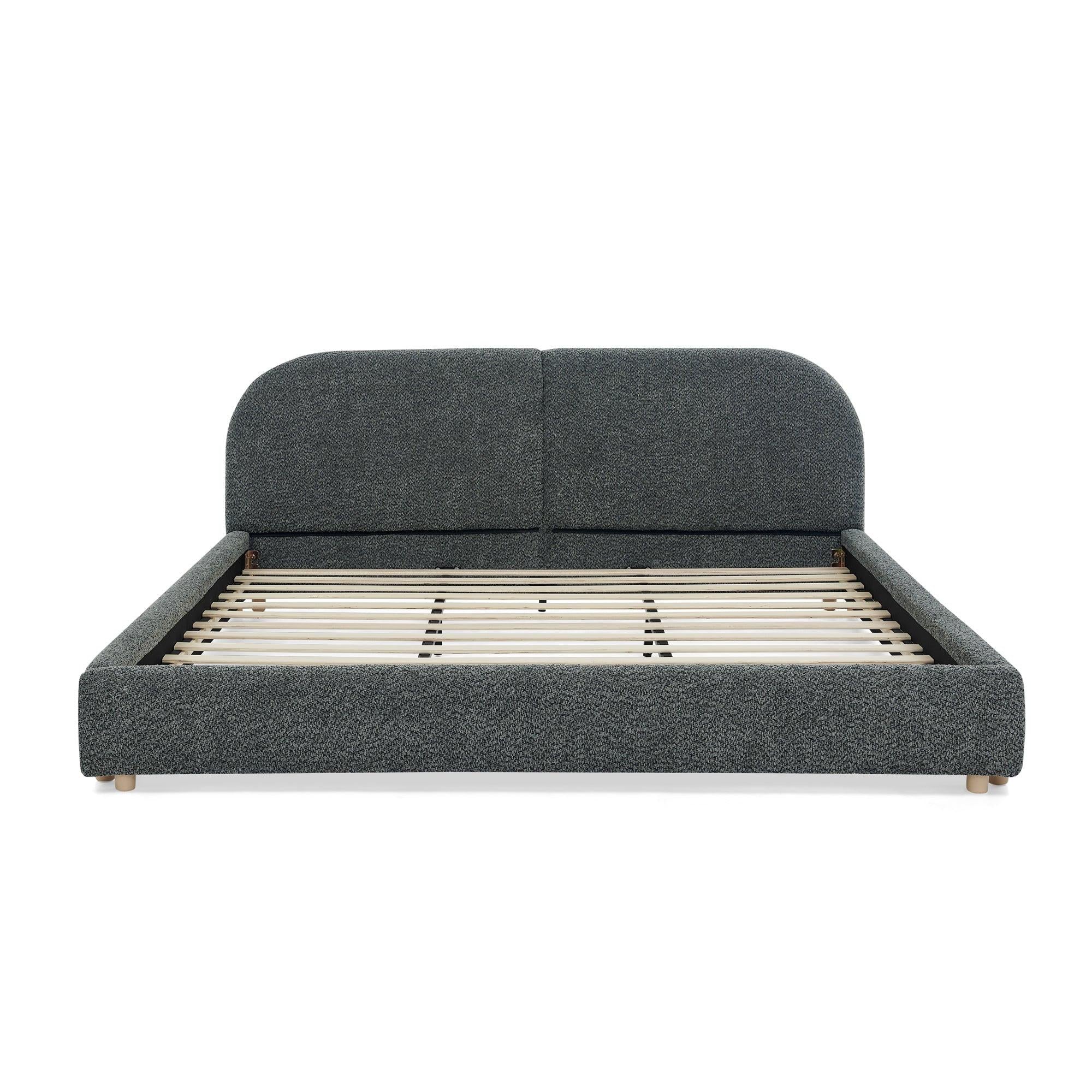 King Size Upholstered Bed Frame with Curved Headboard.