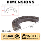 Curved Sectional Sofa with 6 Pillows for Living Room.