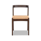 Capri Woven Seat Oak Wood Dining Chair Dark Brown Red Oak.