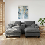 Grey Chenille 4-Seater Modular Cloud Sofa with Storage and USB