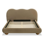 Queen Size Boucle Bed with Wood Feet for Bedroom.