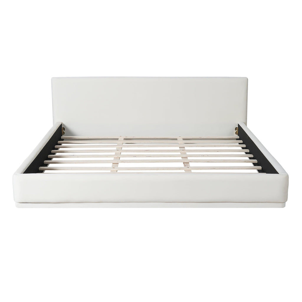 Stylish Upholstered King Size Bed in White.