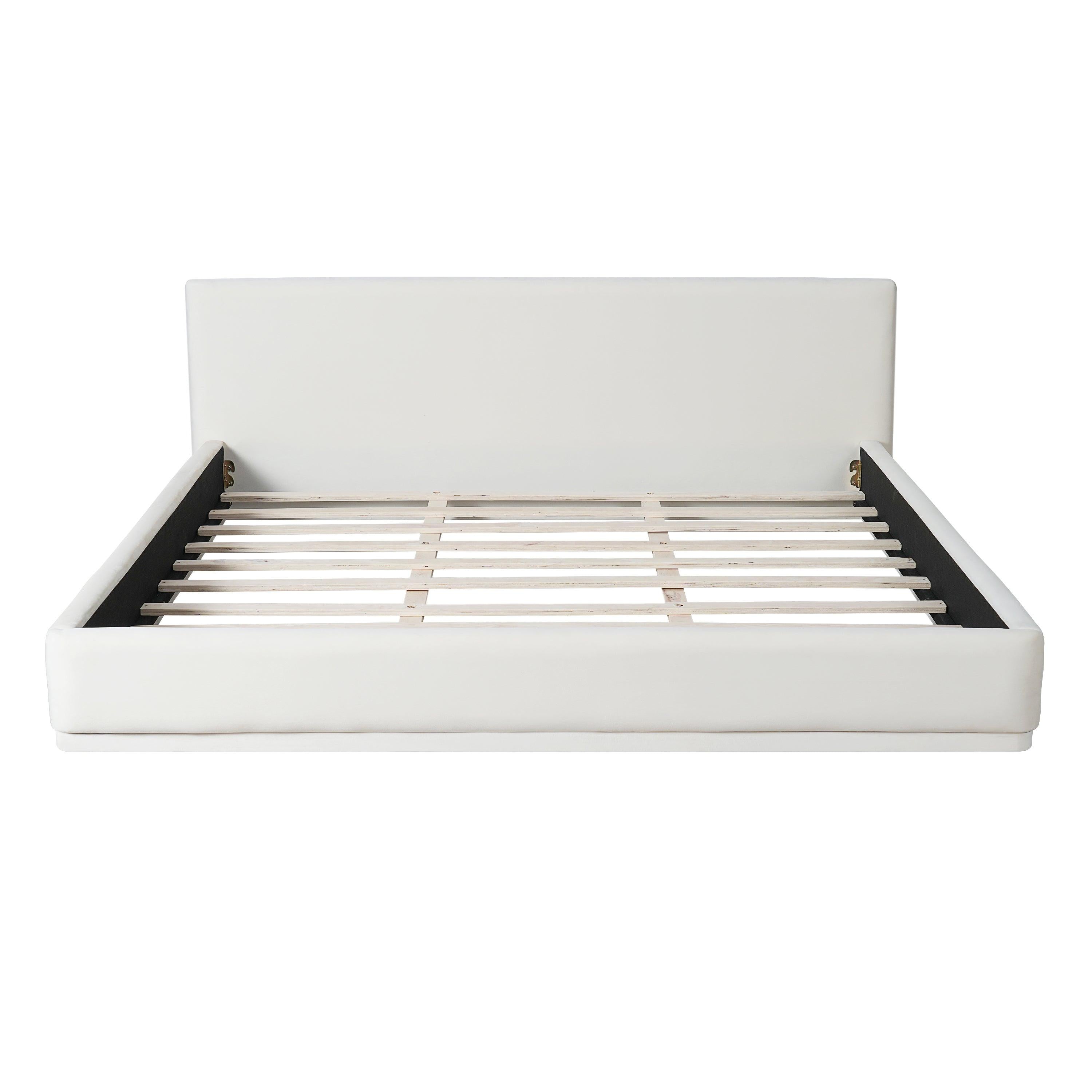 Stylish Upholstered King Size Bed in White.