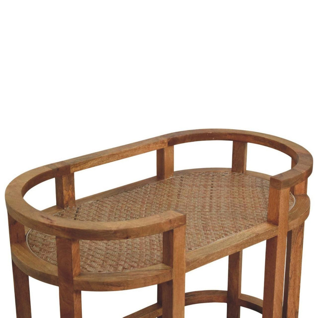 Solid Wood Isla Curved Butler Console with Storage.
