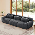 Modular Sectional Sofa - Comfortable & Versatile Design in dark gray plush fabric with three seats and back cushions, ideal for modern living rooms.