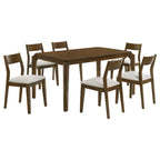 Warren 60-Inch Rectangular Wood Dining Set in Dark Brown & Beige