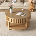 Mid-Century Modern Fluted Coffee Table with Storage.