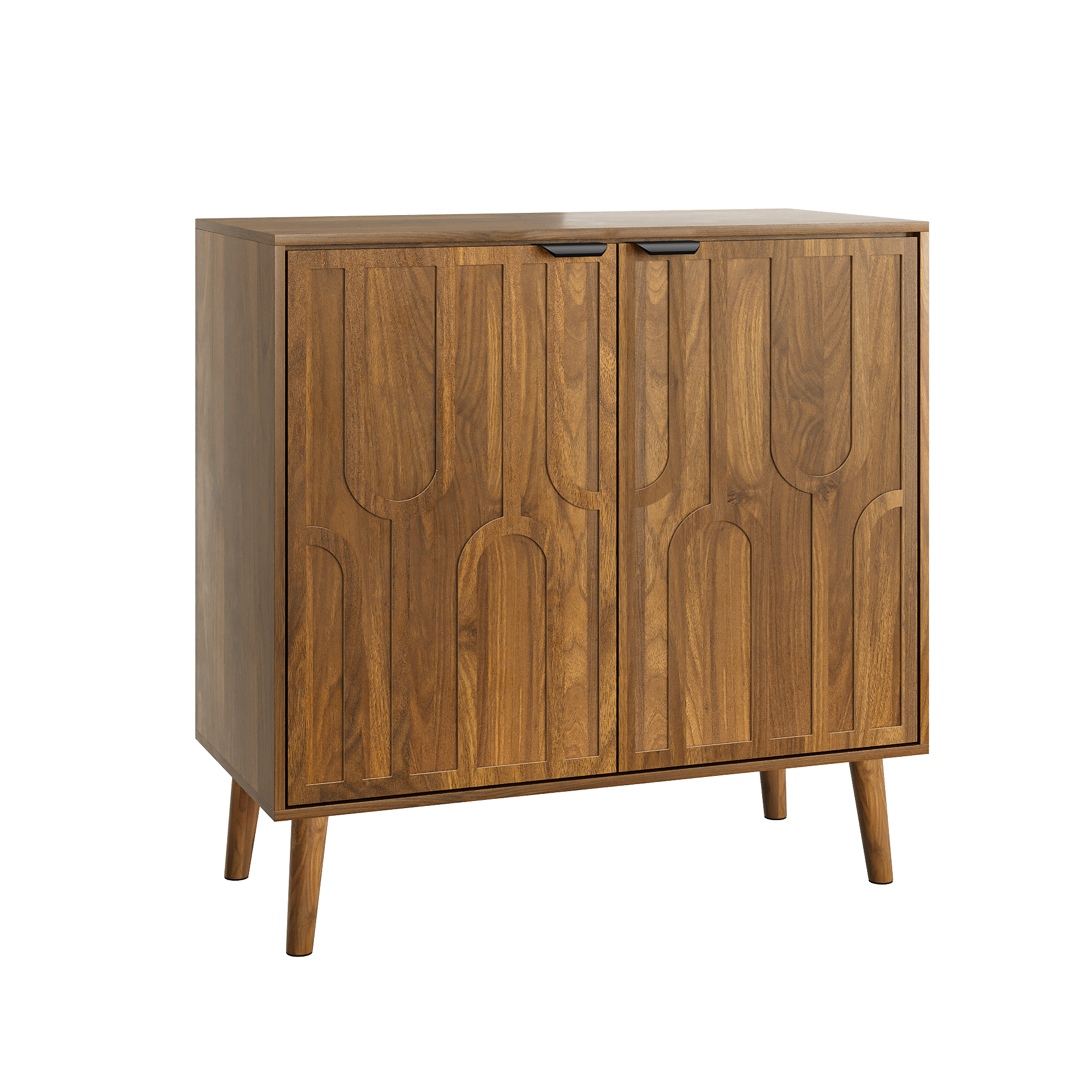 Farmhouse Walnut Wood Sideboard Buffet Cabinet with Storage