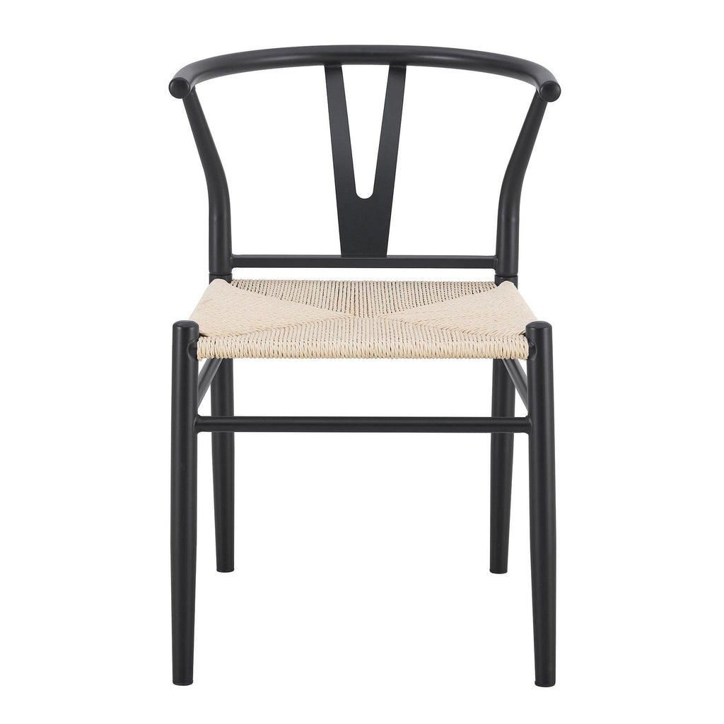 Black Woven Dining Chairs Set with Roman Column Table.