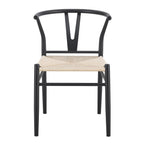 Black Woven Dining Chairs Set with Roman Column Table.