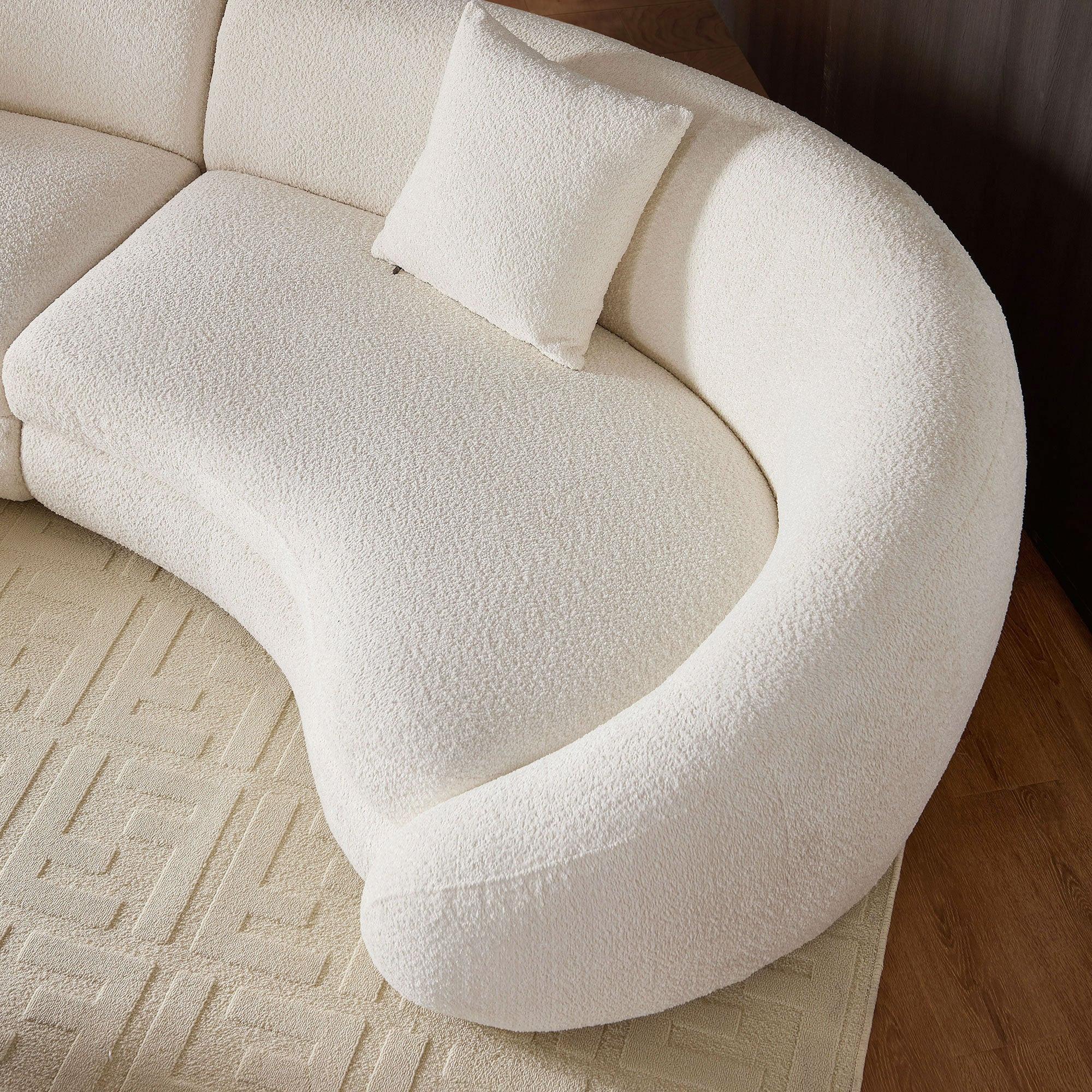 Modern Curved Sofa with Love Heart Design - White.