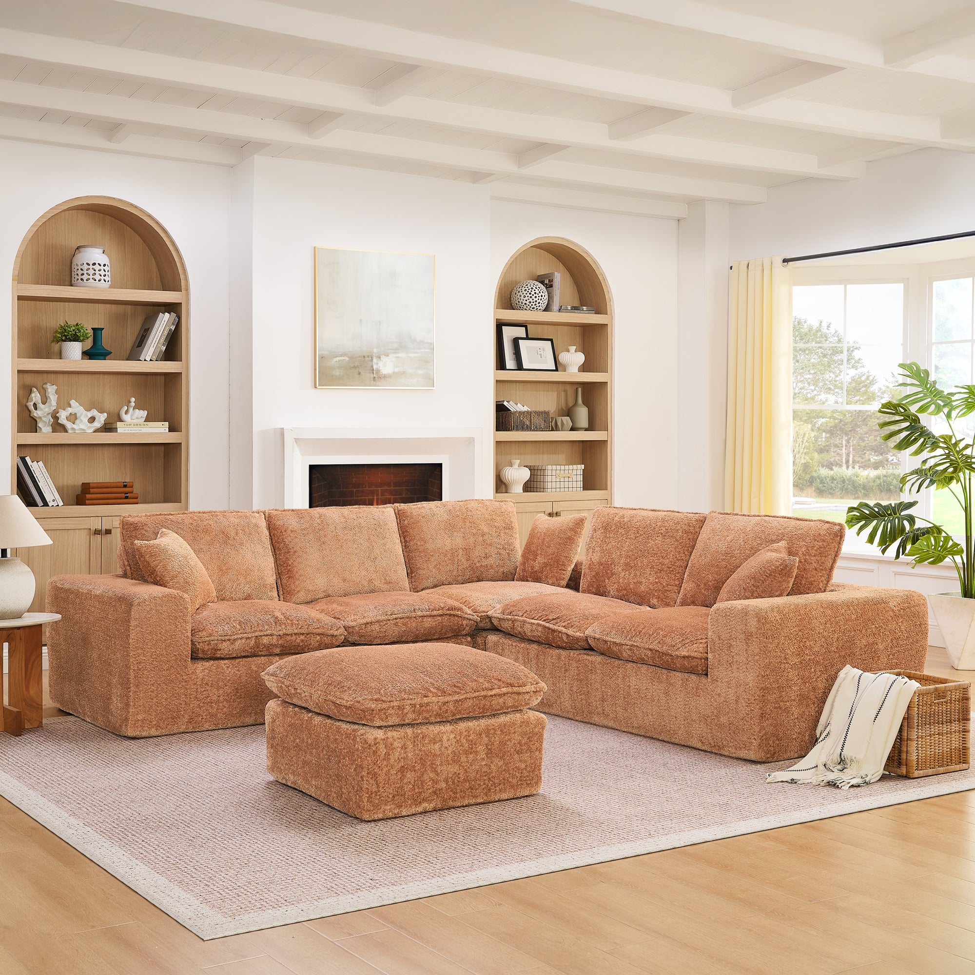 107'' Modern L-shaped Sectional Sofa with Moveable Ottoman