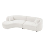 Modern white bouclé curved sofa set with plush cushions and left sectional layout, offering stylish comfort for upscale interiors.
