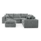 107'' Modern Boucle Sectional Sofa with Moveable Ottoman.