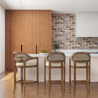 Americana Mid-Century Modern Cane Back Bar Stool.