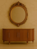 Solid Wood Ravello Curved 4-Door Sideboard,Brown