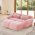 Pink Modular Plush Sofa - No Assembly, Non-slip, With Ottoman.