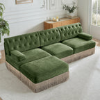 Modular Velvet Sectional Sofa for Living Room - Green.