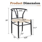 Black Woven Dining Chairs Set with Roman Column Table.