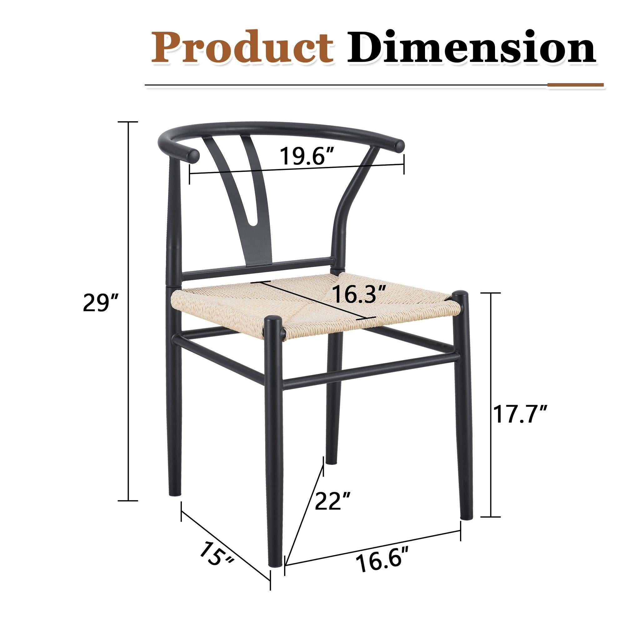 Black Woven Dining Chairs Set with Roman Column Table.