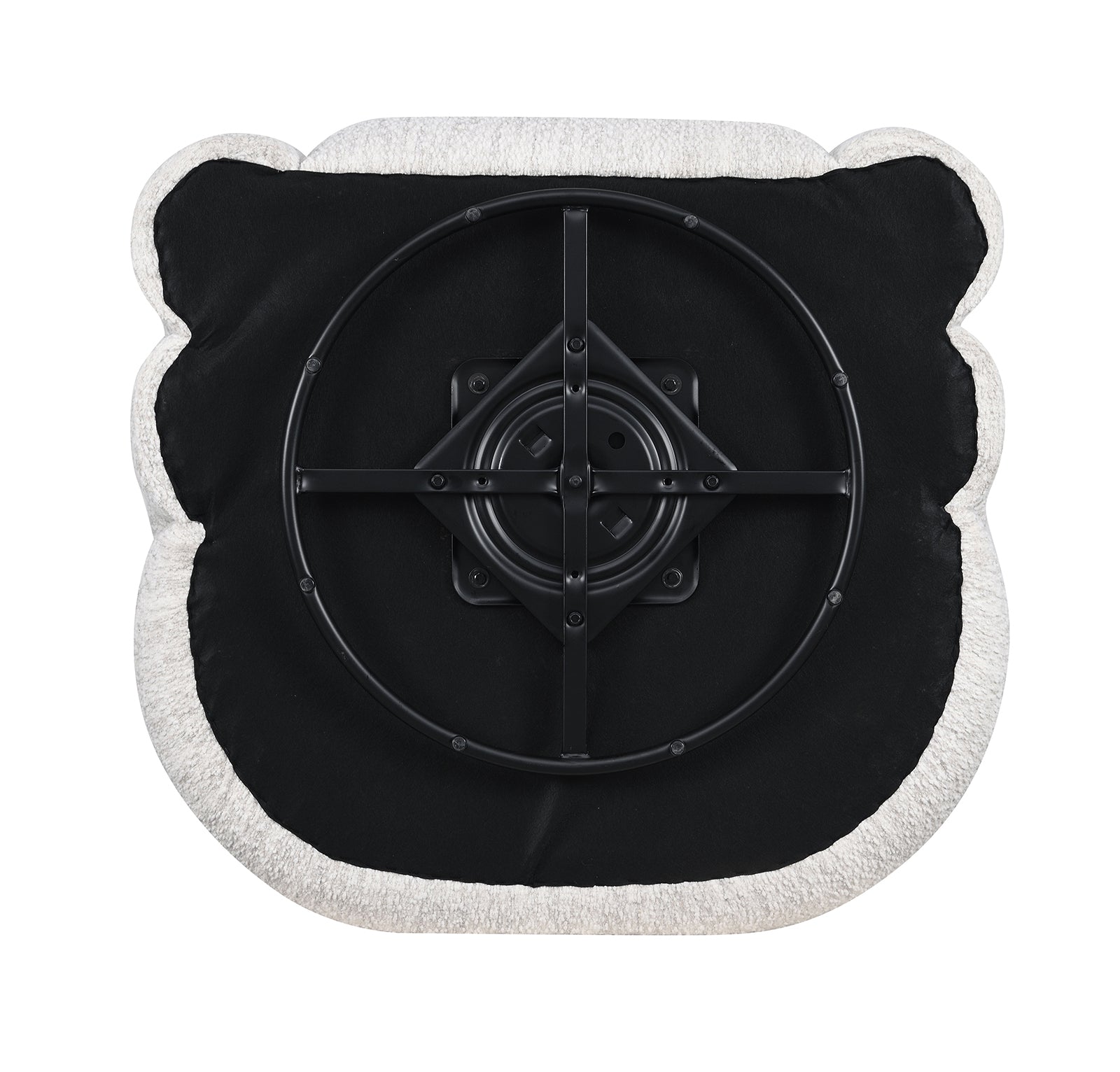 Underside view of White Swivel Chair Contemporary showing the swivel base mechanism for smooth 360-degree rotation and easy assembly.