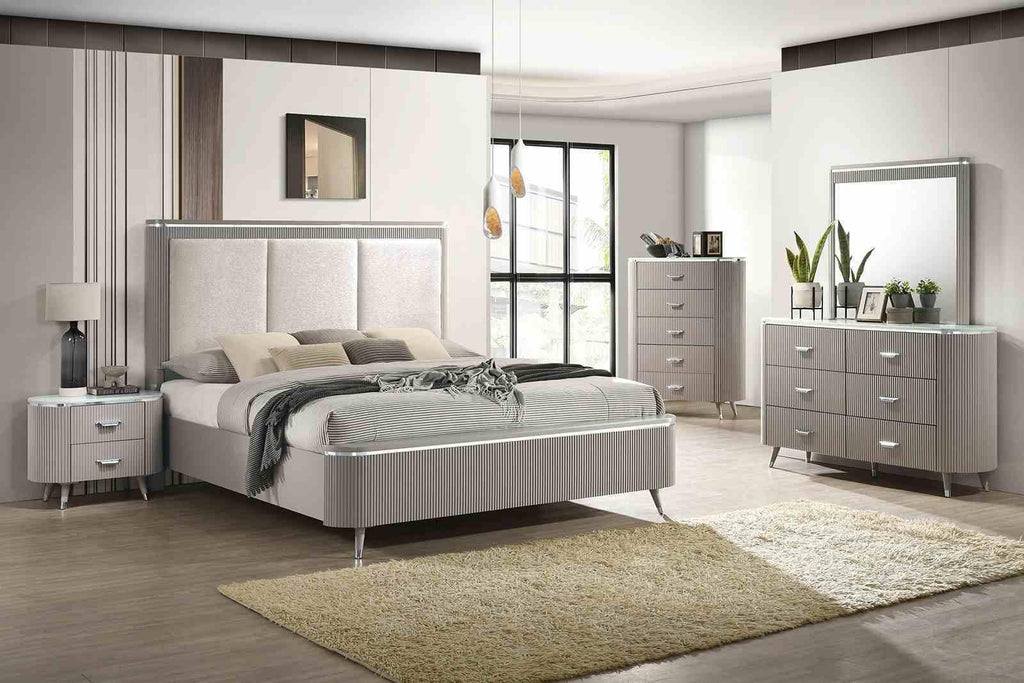 Light Gray Nightstand with Dovetail Drawers.