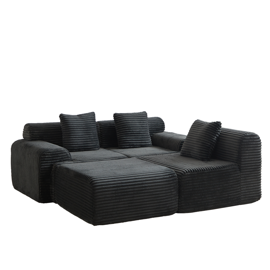 114-inch Modular Corduroy Sofa – Flexible Design & Comfort.