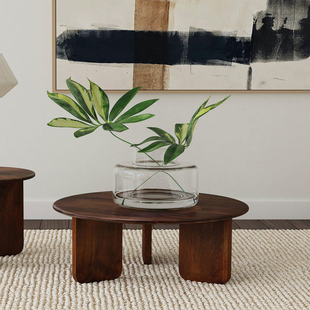 Columbo Brown Round Coffee Table - Mango Wood Design.