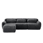 Dark Grey Plush Sofa - L-Shaped, No Assembly | Modular Design featuring a cozy ottoman and soft plush fabric for ultimate comfort.
