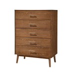 Walnut Chest of Drawers - 5-Drawer Solid Wood Storage.