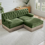 Modular Velvet Sofa in Green with Tassel Skirt.