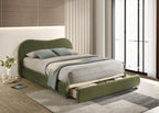 Olive Green Velvet King Bed with Storage.