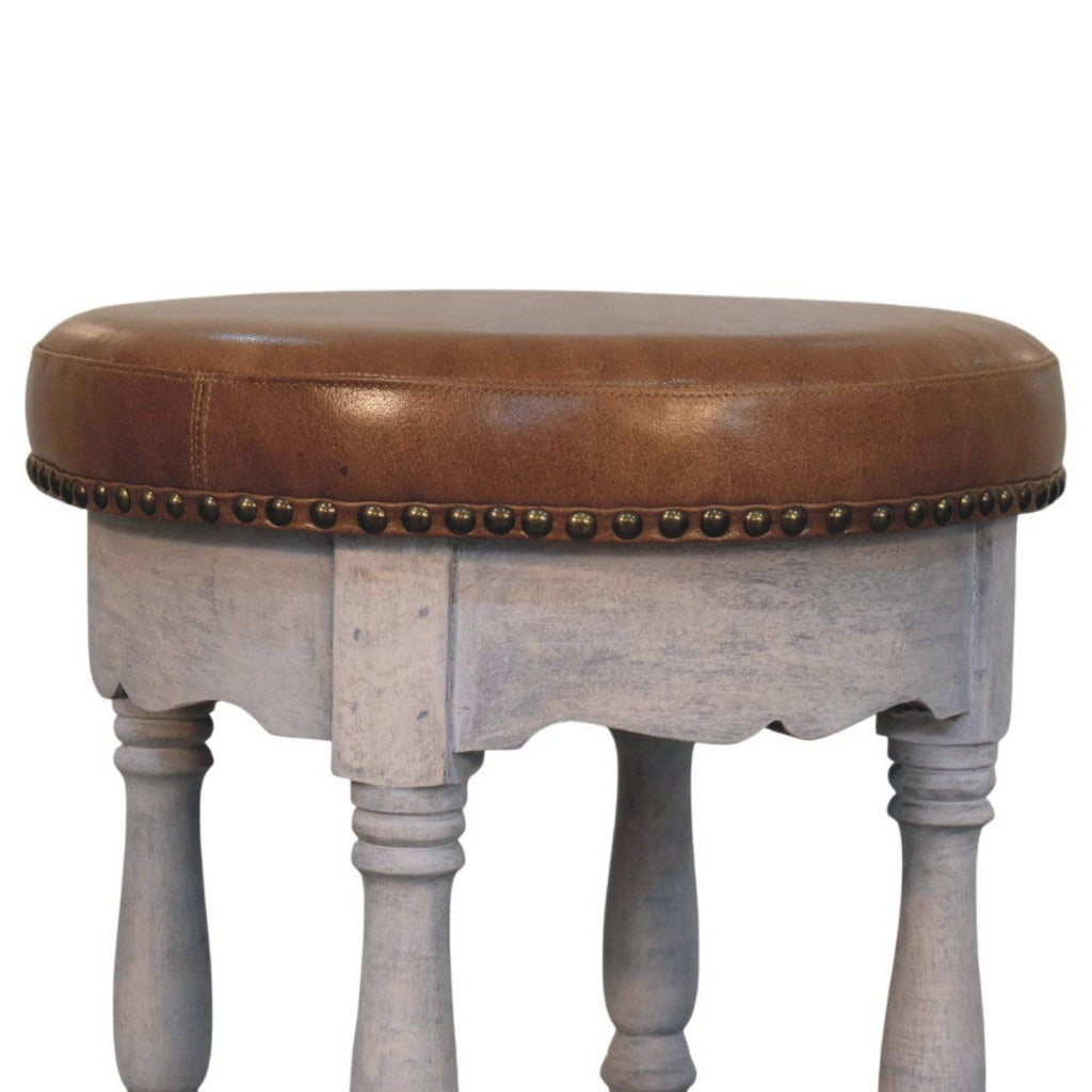 Solid Wood Rustic Charm Stool for Dining Room Use.