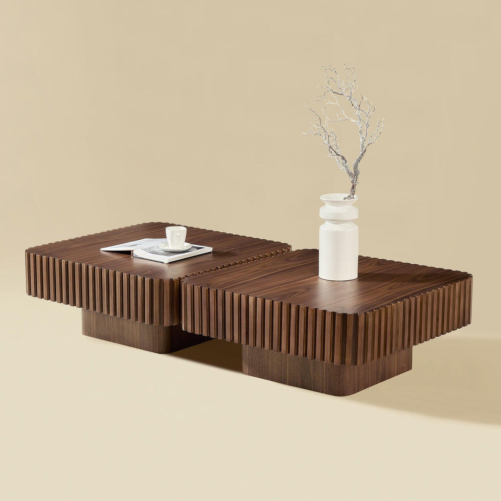 Modern 2PCS Square Coffee Table Set for Living Room.