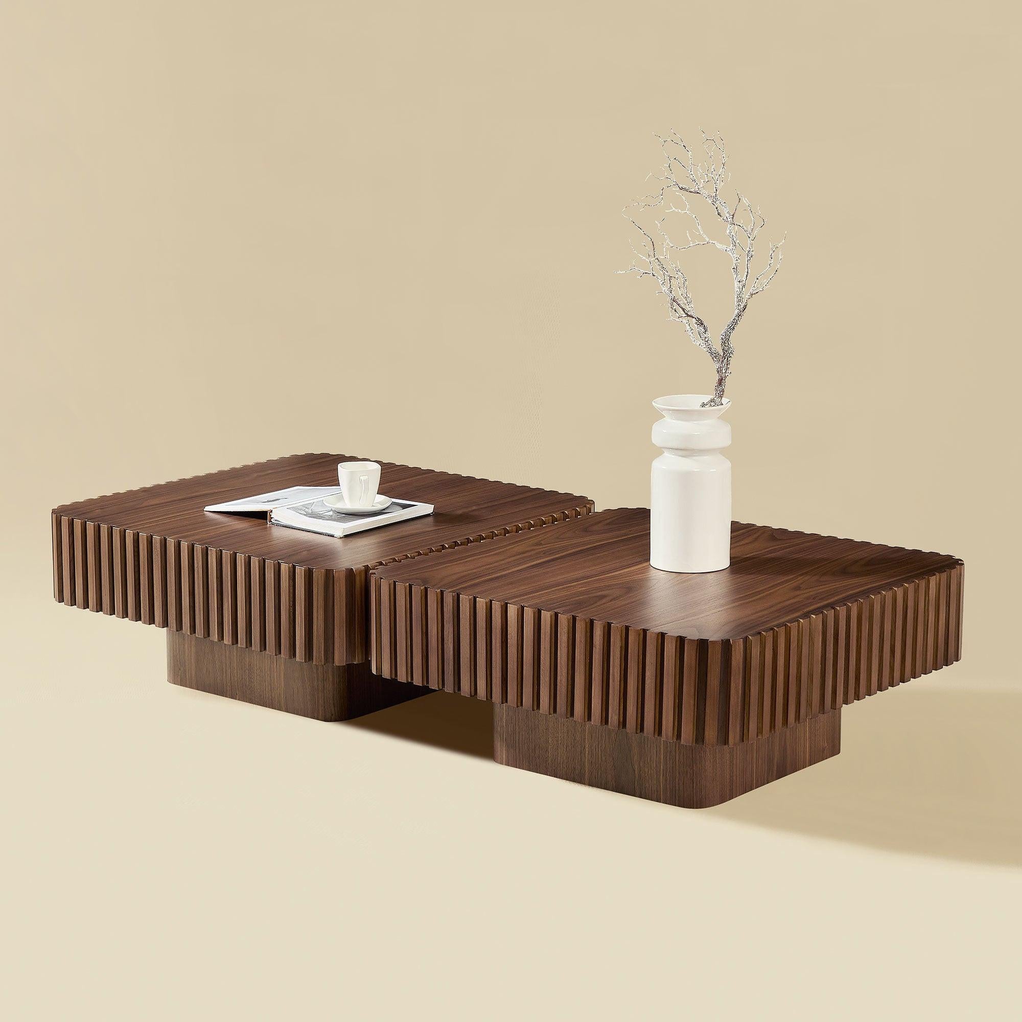 Modern 2PCS Square Coffee Table Set for Living Room.