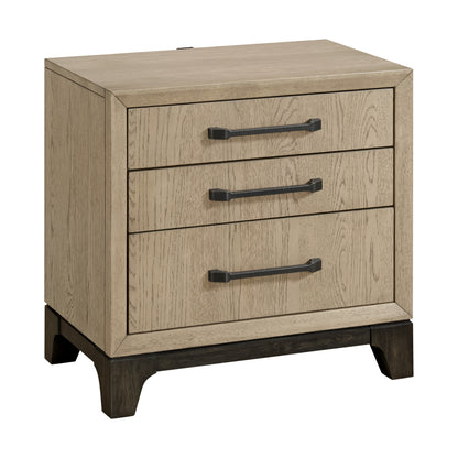 Brown 3-Drawer Nightstand With USB
