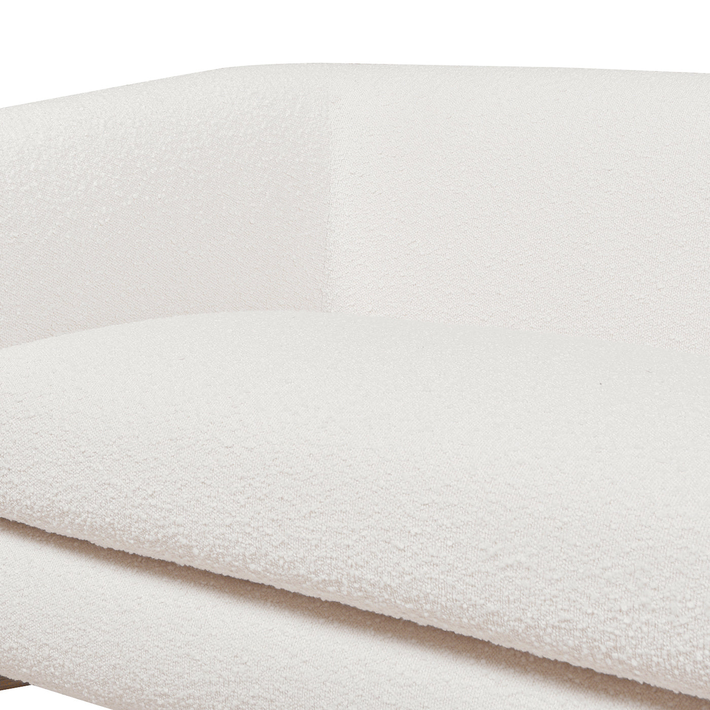 Close-up of Alpine Sherpa Sofa Ivory White boucle fabric texture showcasing soft, cozy upholstery for premium comfort.