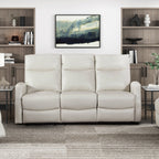 71-Inch Contemporary Beige Faux Leather Double Reclining Sofa