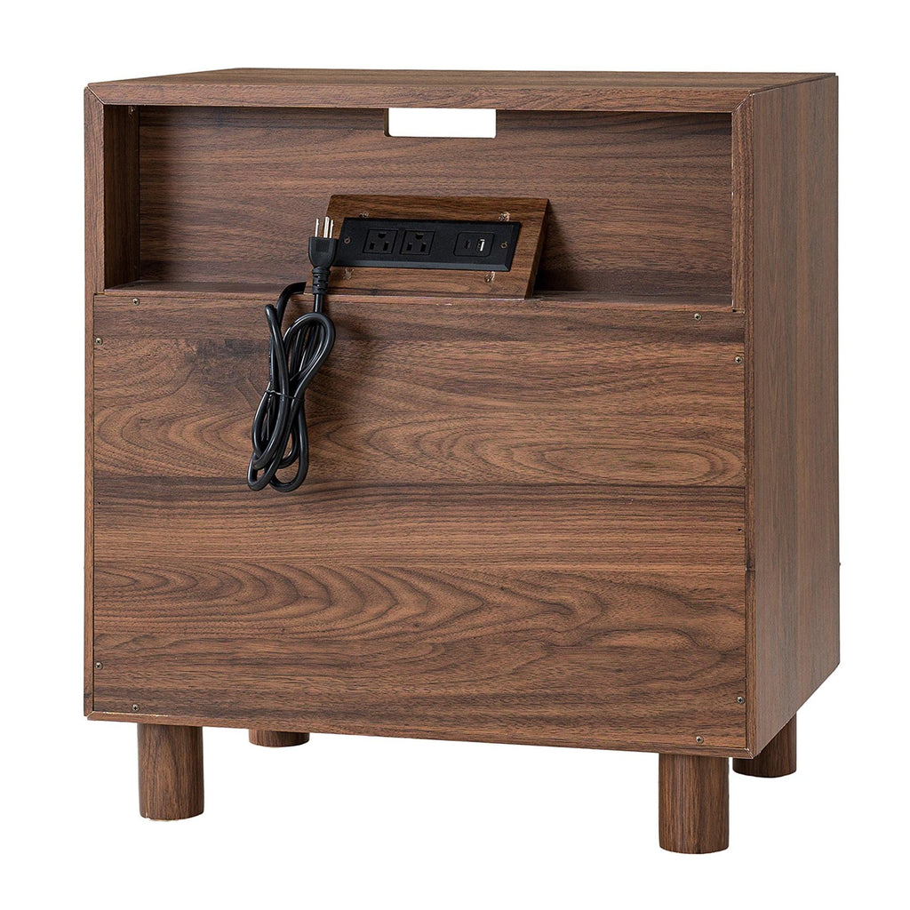 Modern Nightstand with Charging Station & Storage Drawers.