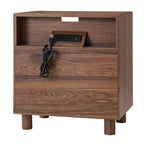 Modern Nightstand with Charging Station & Storage Drawers.