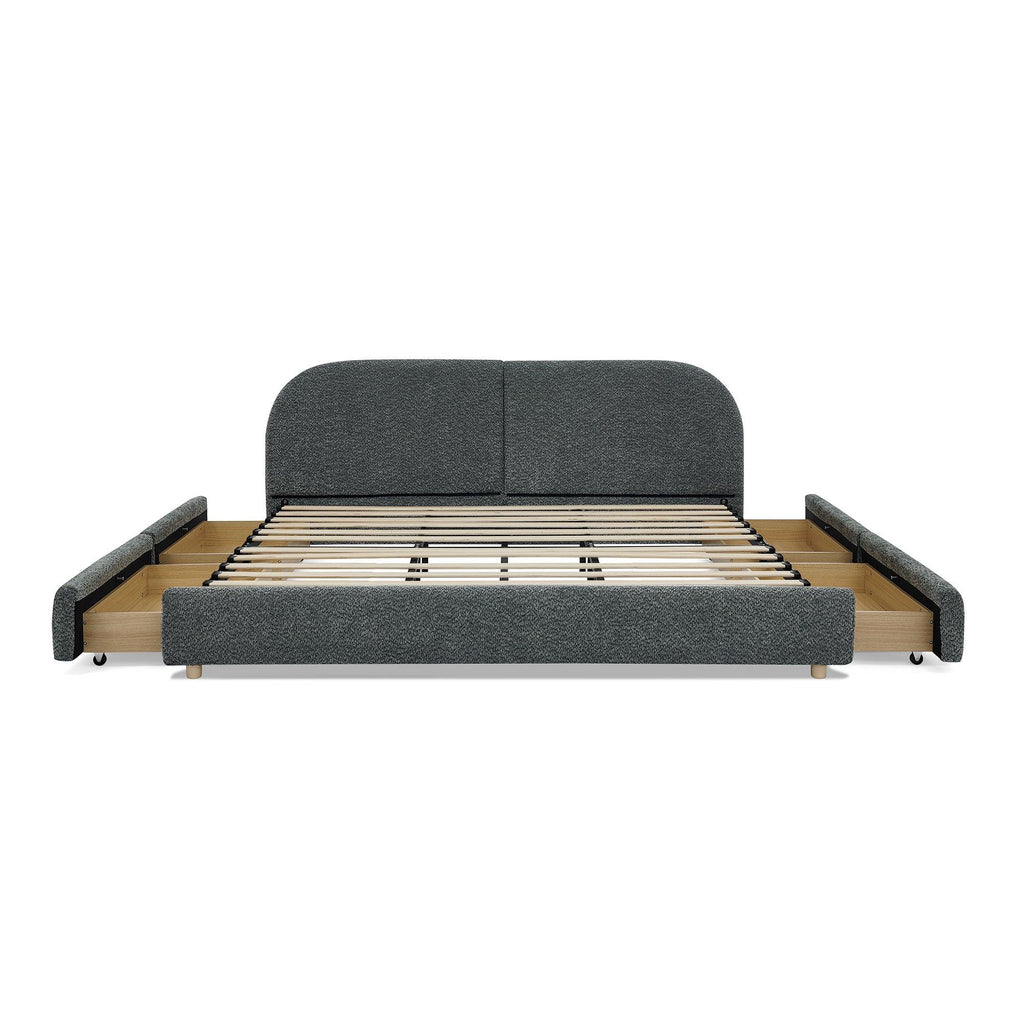 King Size Upholstered Bed Frame with Storage and Headboard.