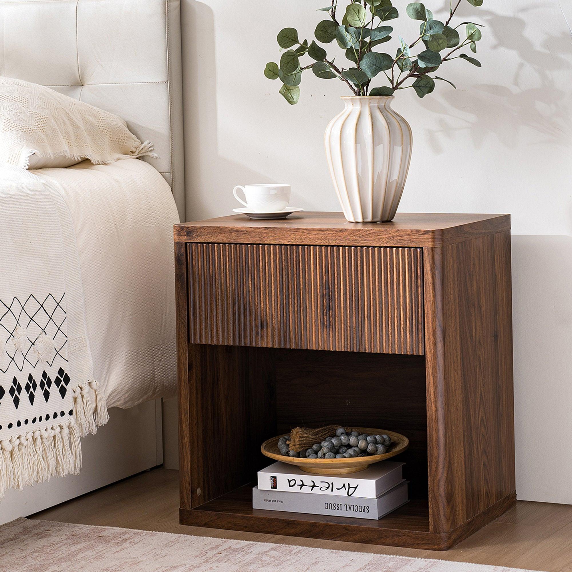 Modern Nightstand with Drawer Storage for Bedroom.