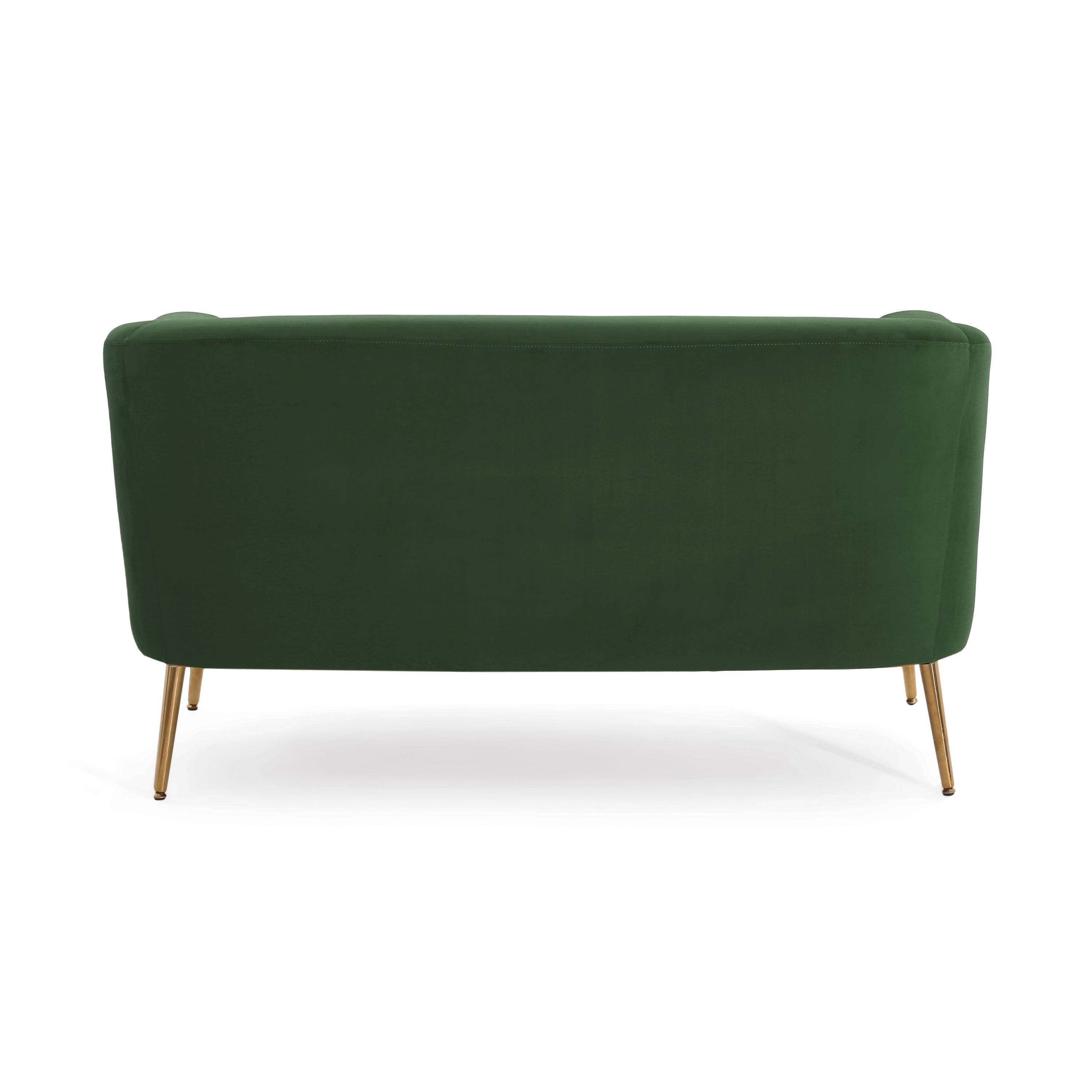 Retro Green Velvet Loveseat with Modern Design.