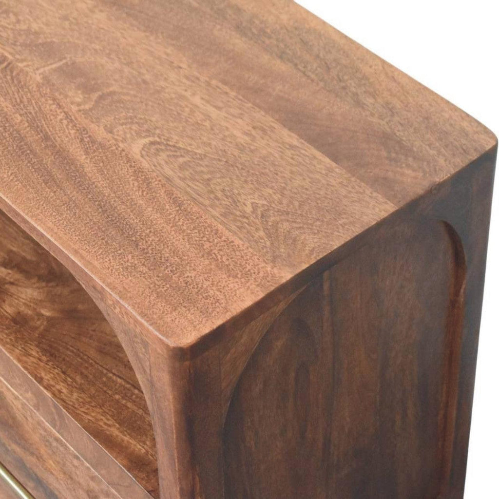 Solid Wood Arc-Line Media Console - Solid Wood Media Console.
