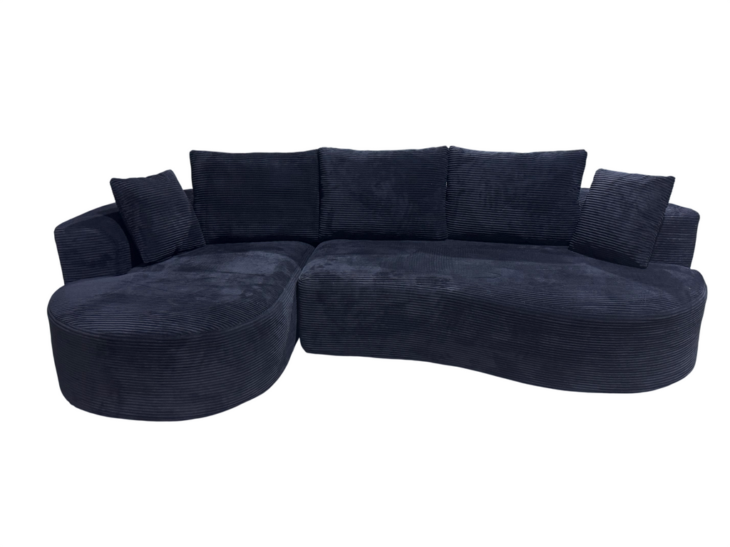 Curved Sectional Couch 2 Piece Set - Black.