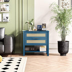 Boho Nightstand with 2 Drawers and Storage Shelf.